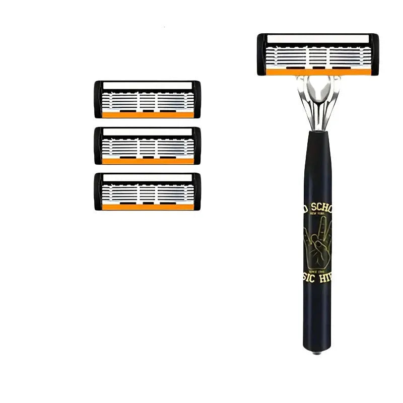 Black six-layer finger type handle manual shaver holder cutter head with multiple blade configuration options