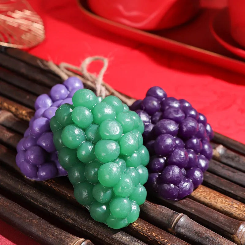 Purple and green grape cluster shaped handmade soap bar, 80g.