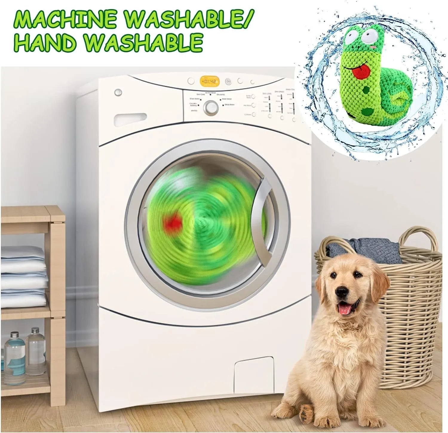 Transformable squeak dog toy in snail shape with hidden food holes for foraging training