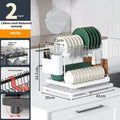 White double-layer kitchen storage rack with removable draining feature