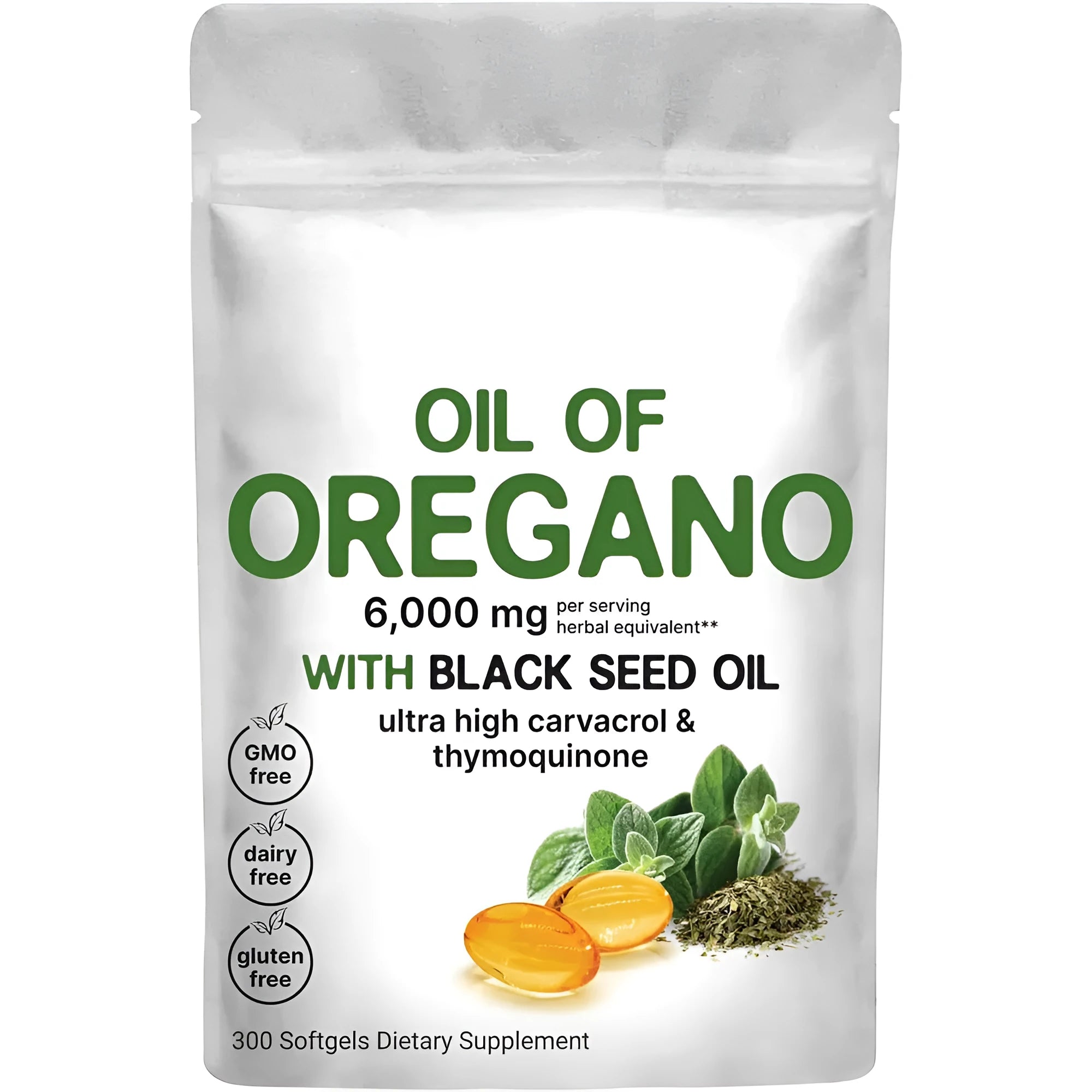 Black seed oil 500mg soft gel capsules in blister pack packaging for adult dietary supplement
