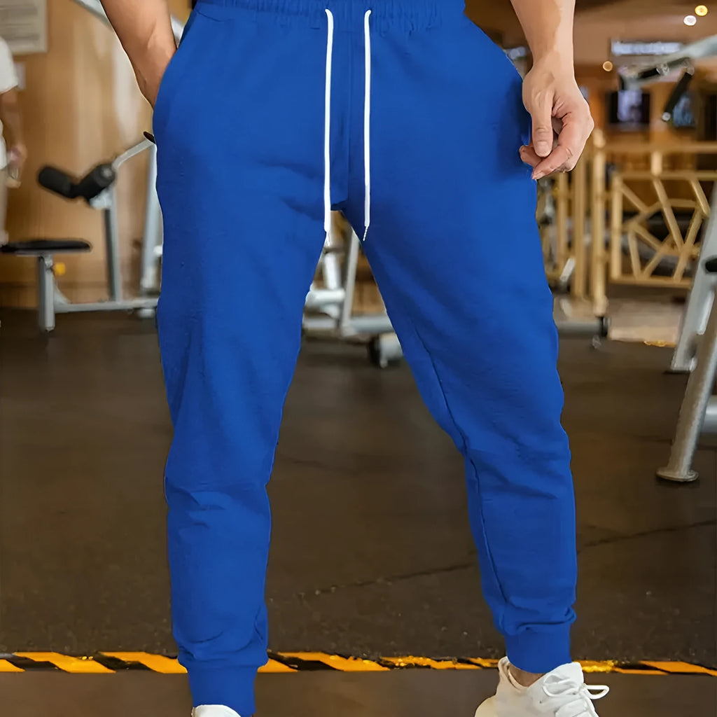 Men's linen leisure trousers with 3D pattern and drawstring waist in loose fit