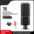 Black condenser wired noise cancelling microphone with shockproof mounting and cable for recording