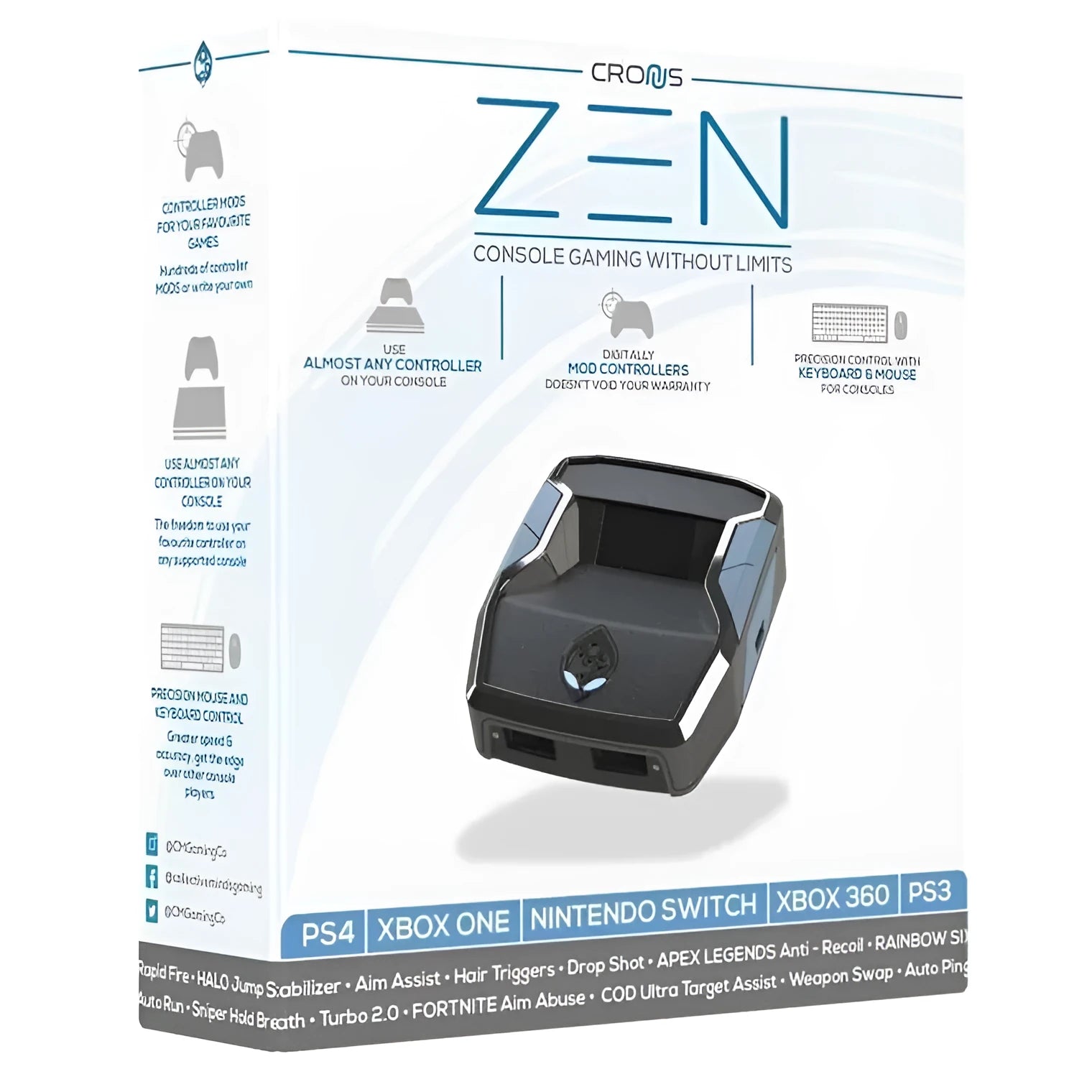 Wired wireless controller converter in black plastic for connecting game controllers