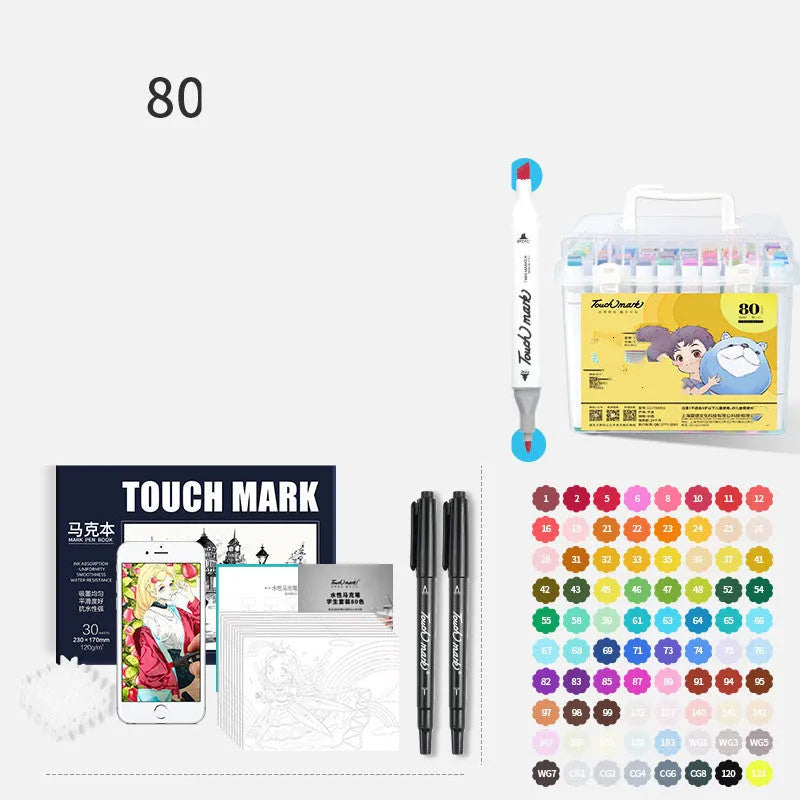 Watercolour pen set for children with 24 colours in a pencil bag, flower design