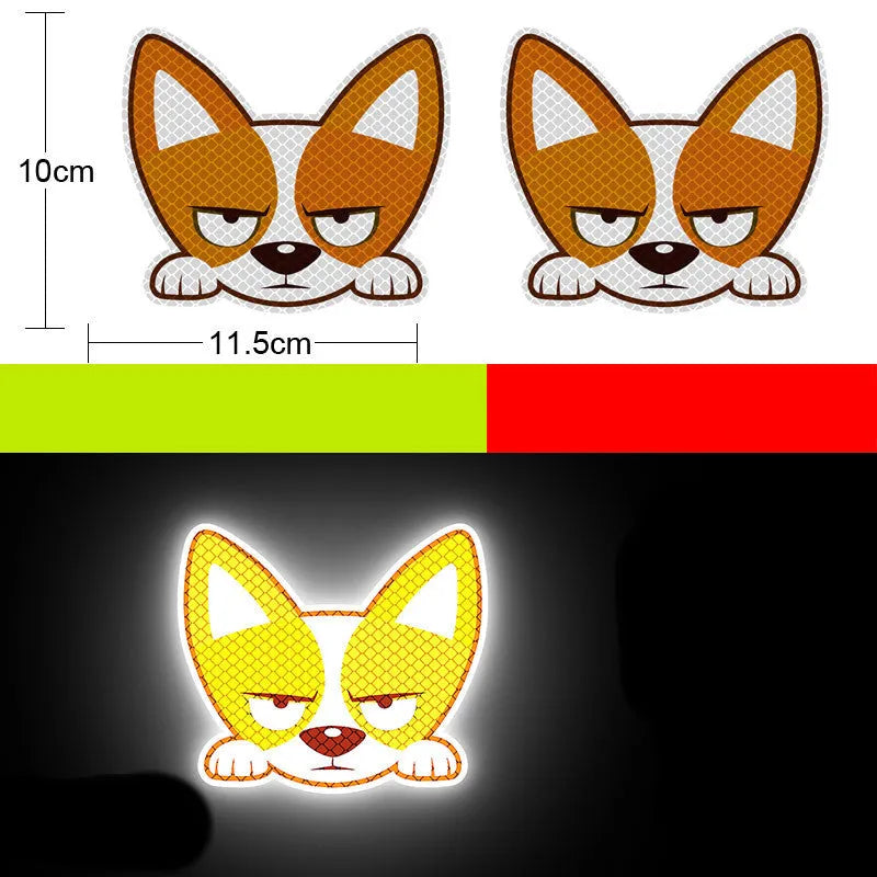 Pair of reflective warning stickers with diamond film for vehicles, approximately 9 by 5 cm