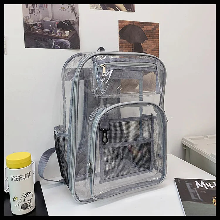 Transparent PVC waterproof backpack with voile inner bag in colour options