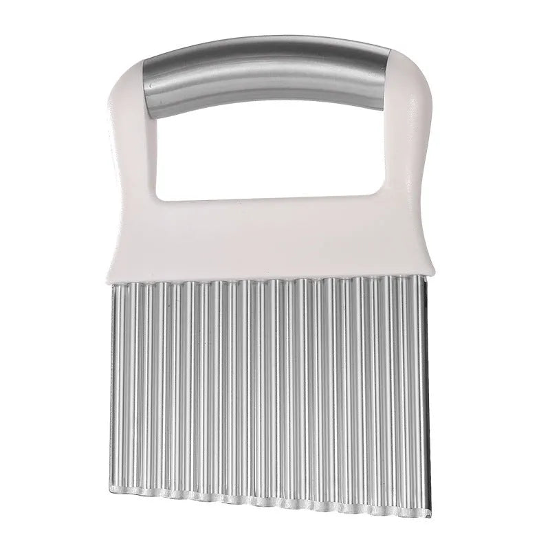 Stainless steel potato wave knife measuring 14x9cm for cutting decorative crisps