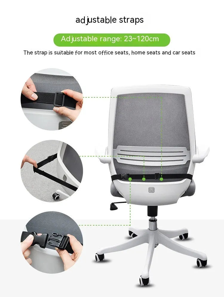 Regular size memory foam seat cushion with a fixed strap in solid black, grey, or white.