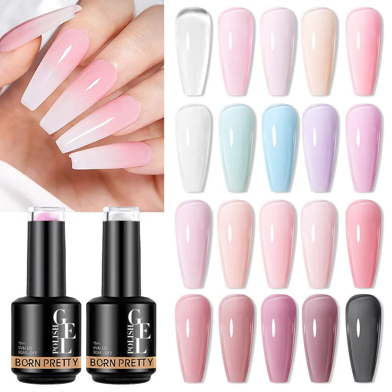 Nail colour powder transparent phototherapy plastic gel in 15g pot with nude and cold colour options for shaping and reinforcement