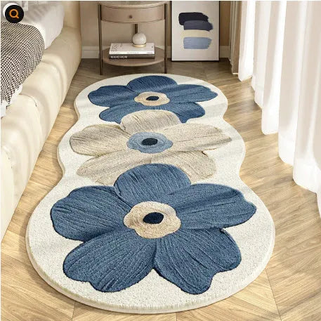 Flower shaped cashmere bedside blanket with cartoon alien print and floral patterns