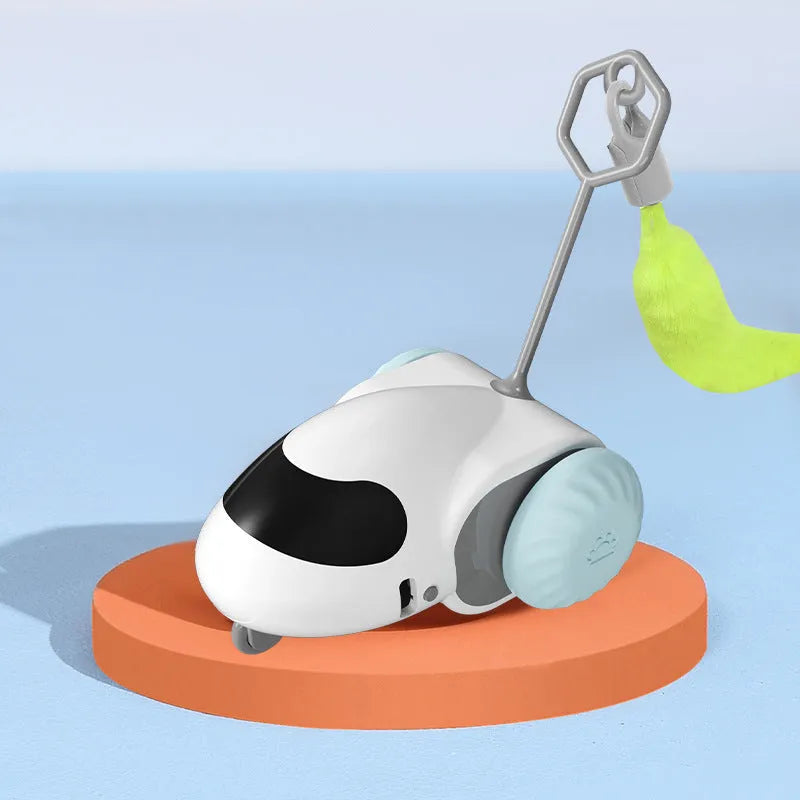 Smart running car toy for cats with gravity sensor and Type-C charging port in light grey blue colour