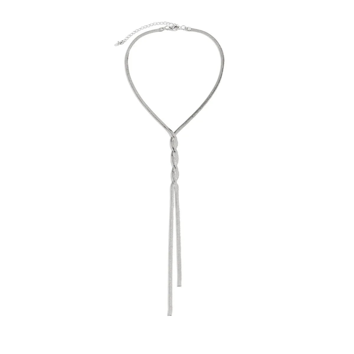 Simple long winding contrast colour necklace for women with electroplated metal snake bones chain
