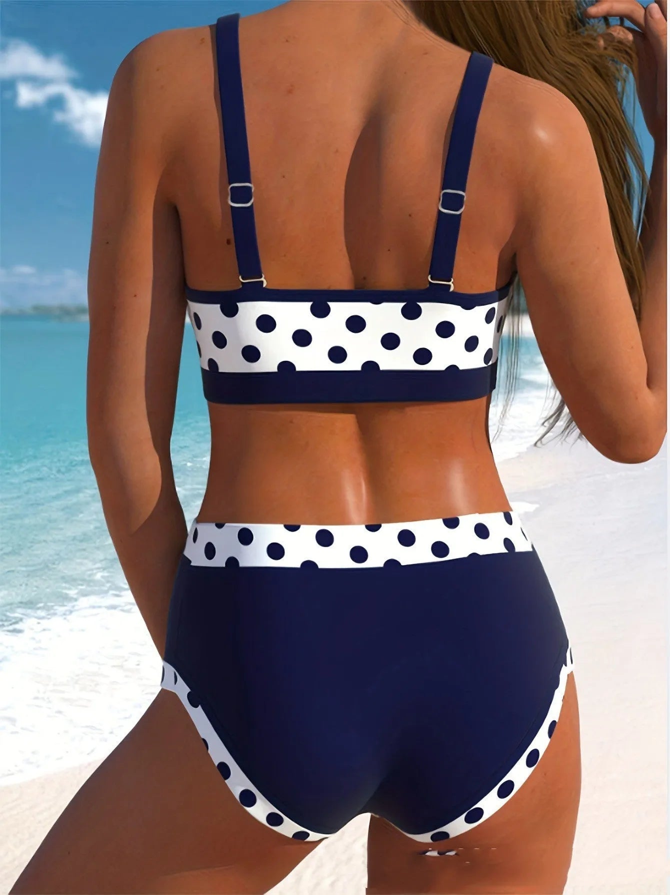 Polyester swim briefs with multicolour dot pattern in a boxer style for conservative fit