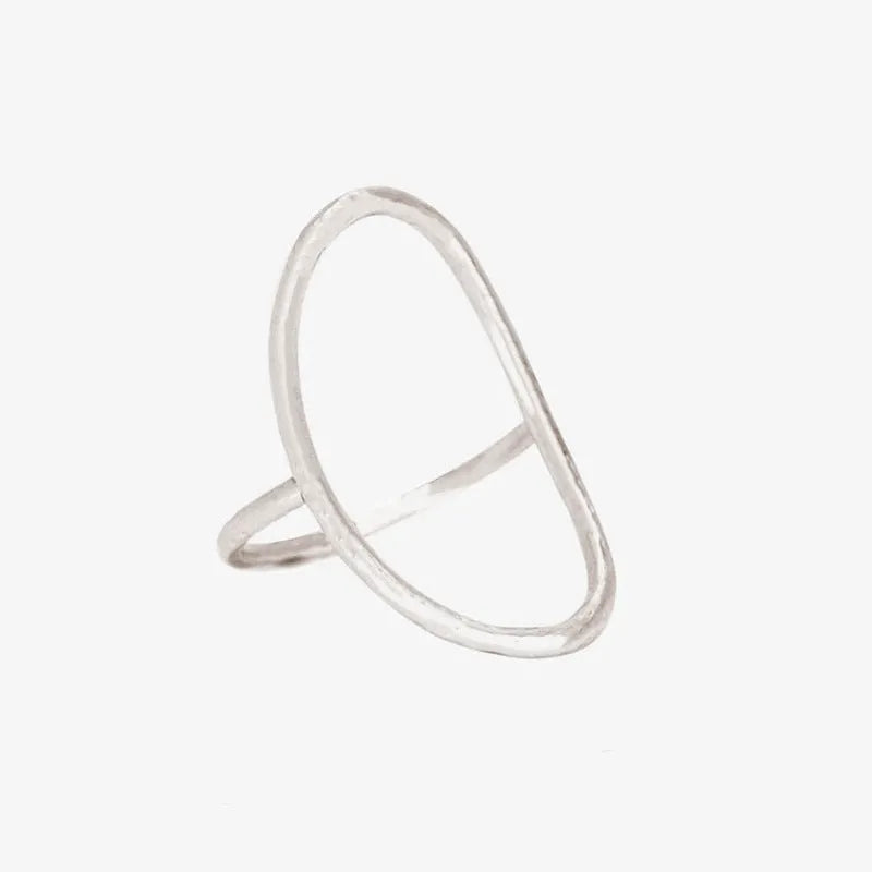 Women's geometric copper ring with zircon inlay in rose gold finish on white background