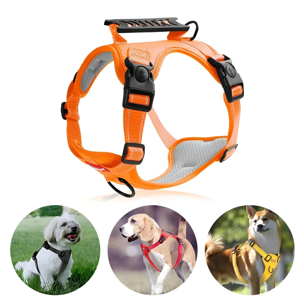 Adjustable polyester dog chest harness in multiple colours and sizes for walking control