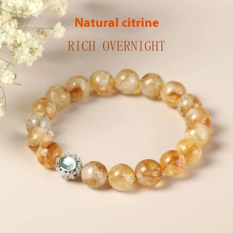 Citrine crystal geometric bracelet with 10mm width and grinding texture
