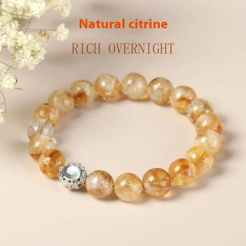 Citrine crystal geometric bracelet with 10mm width and grinding texture