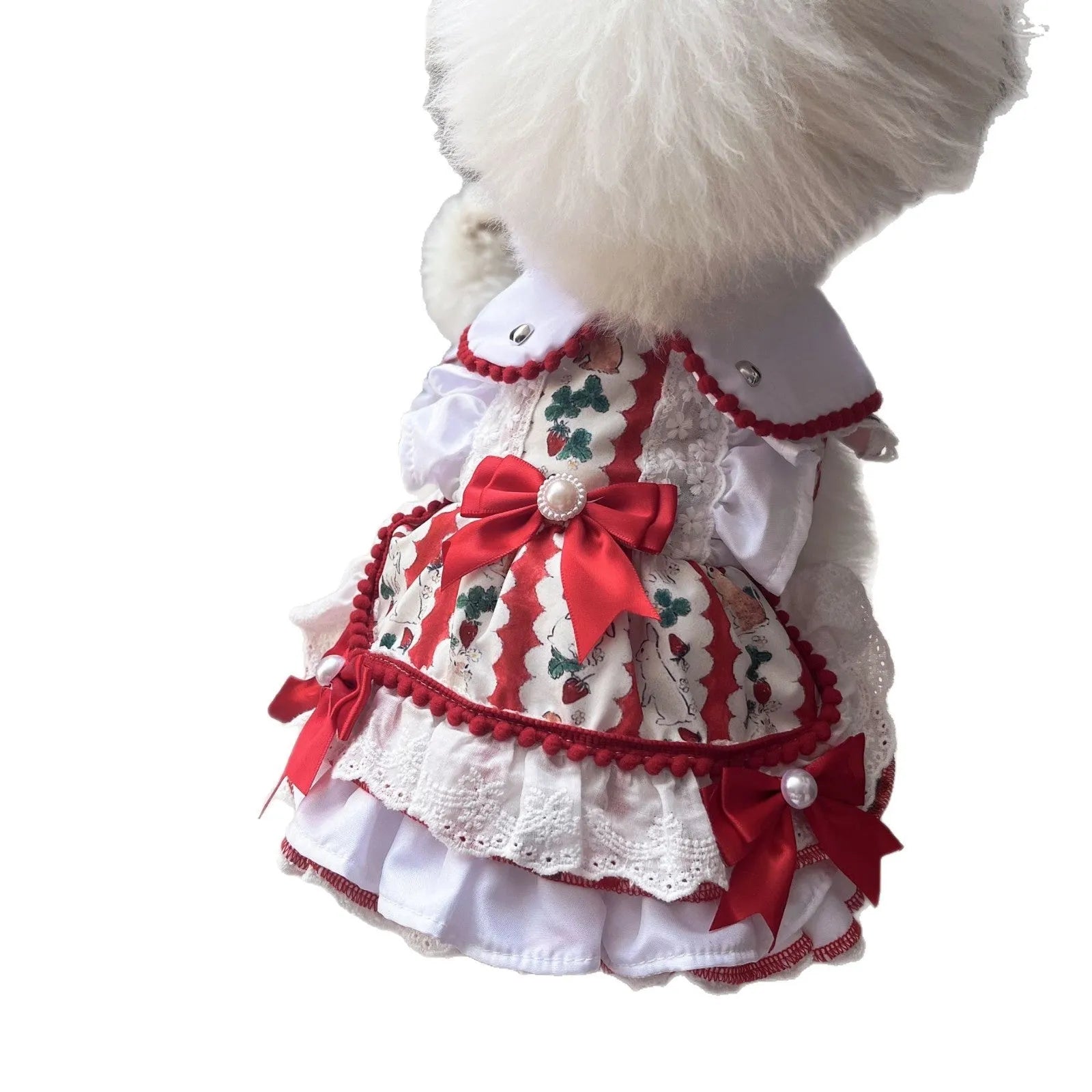 Rabbit skirt princess style polyester dress for small dog on white background