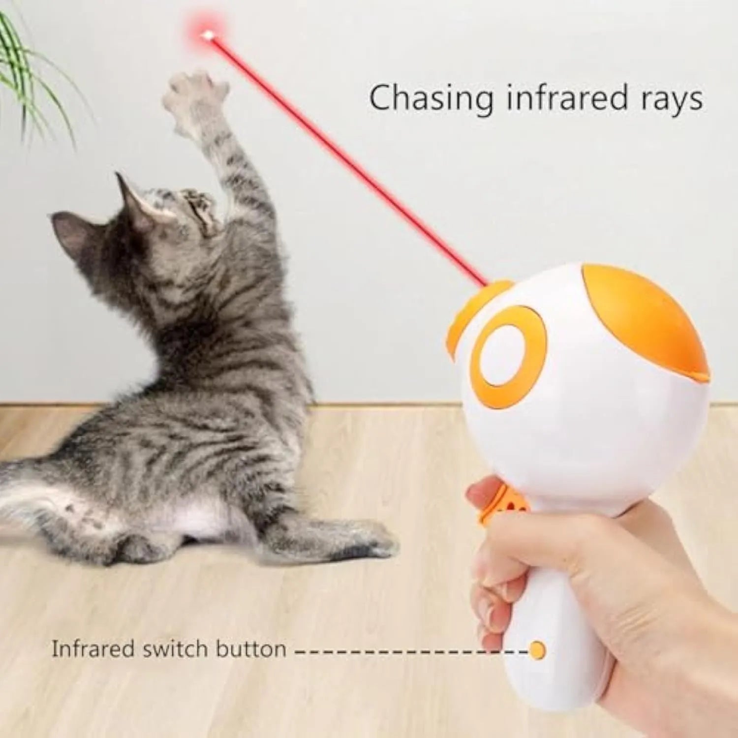 Green, orange, and pink dog treat launcher toy shown next to a measuring tape indicating 15.5 cm length.