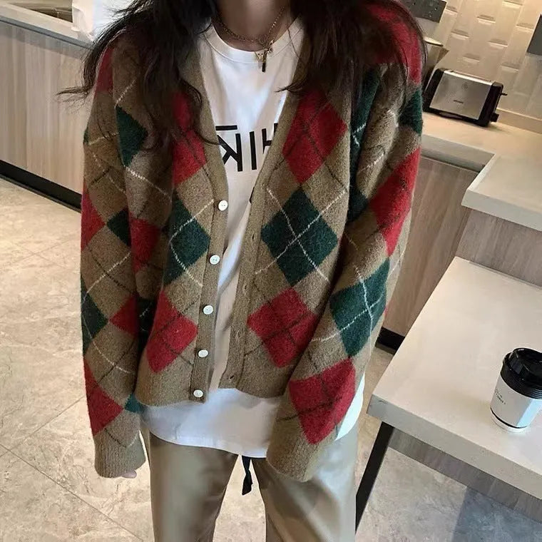 Macaron colour knitted cardigan coat in acrylic fabric with regular sleeves for Japanese Korean casual style