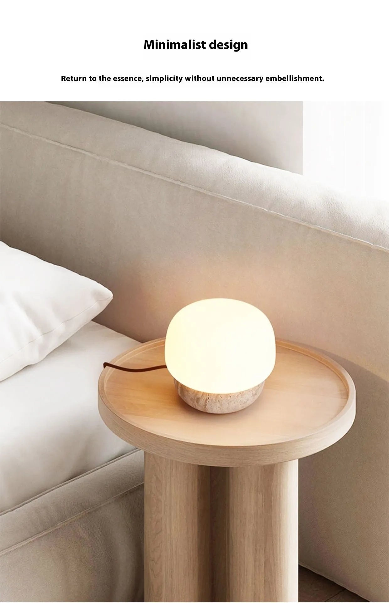 Cream retro bedside lamp with button switch measuring 18cm wide by 17cm high