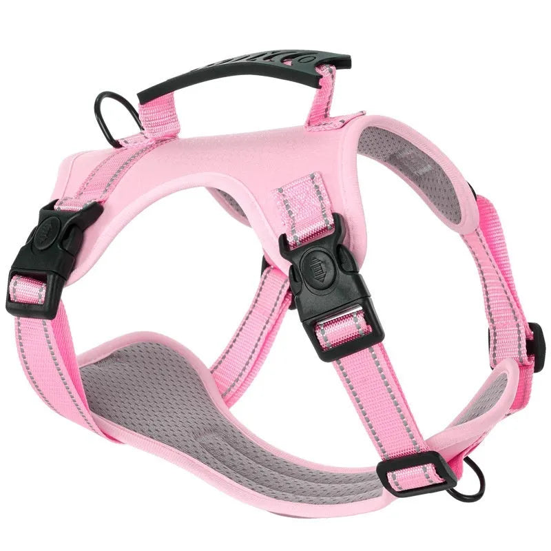 Adjustable polyester dog chest harness in multiple colours and sizes for walking control