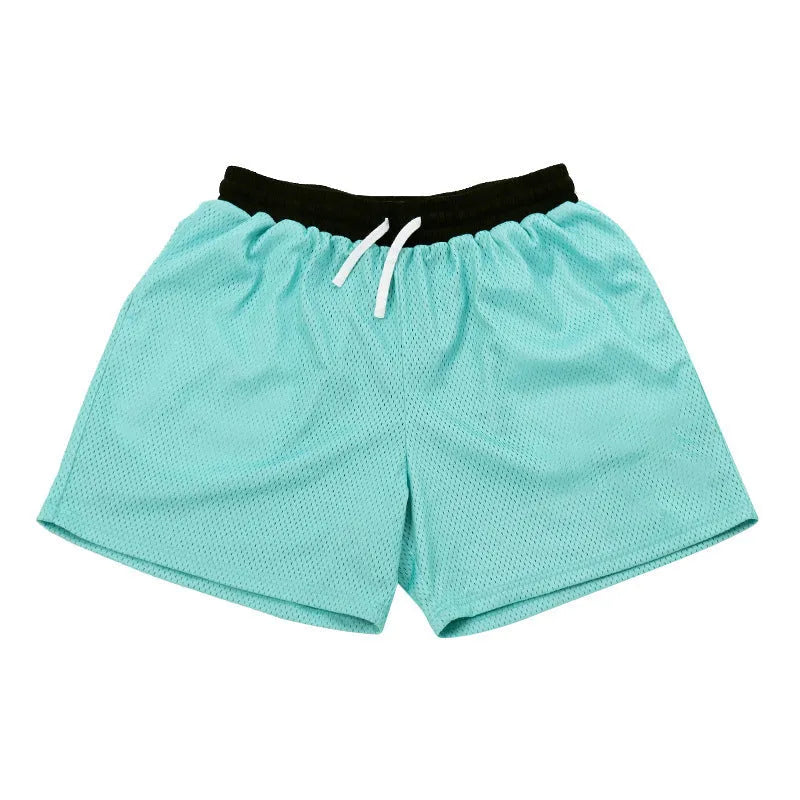 Men's black quick-drying mesh shorts for running and fitness activities
