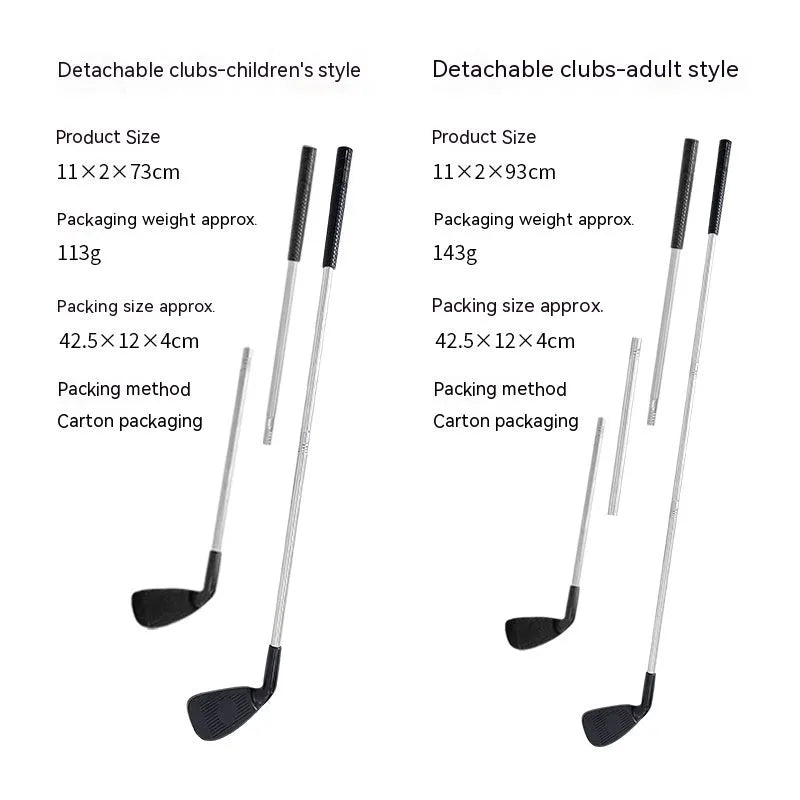 Golf metal club set with adult and child size options for outdoor practice
