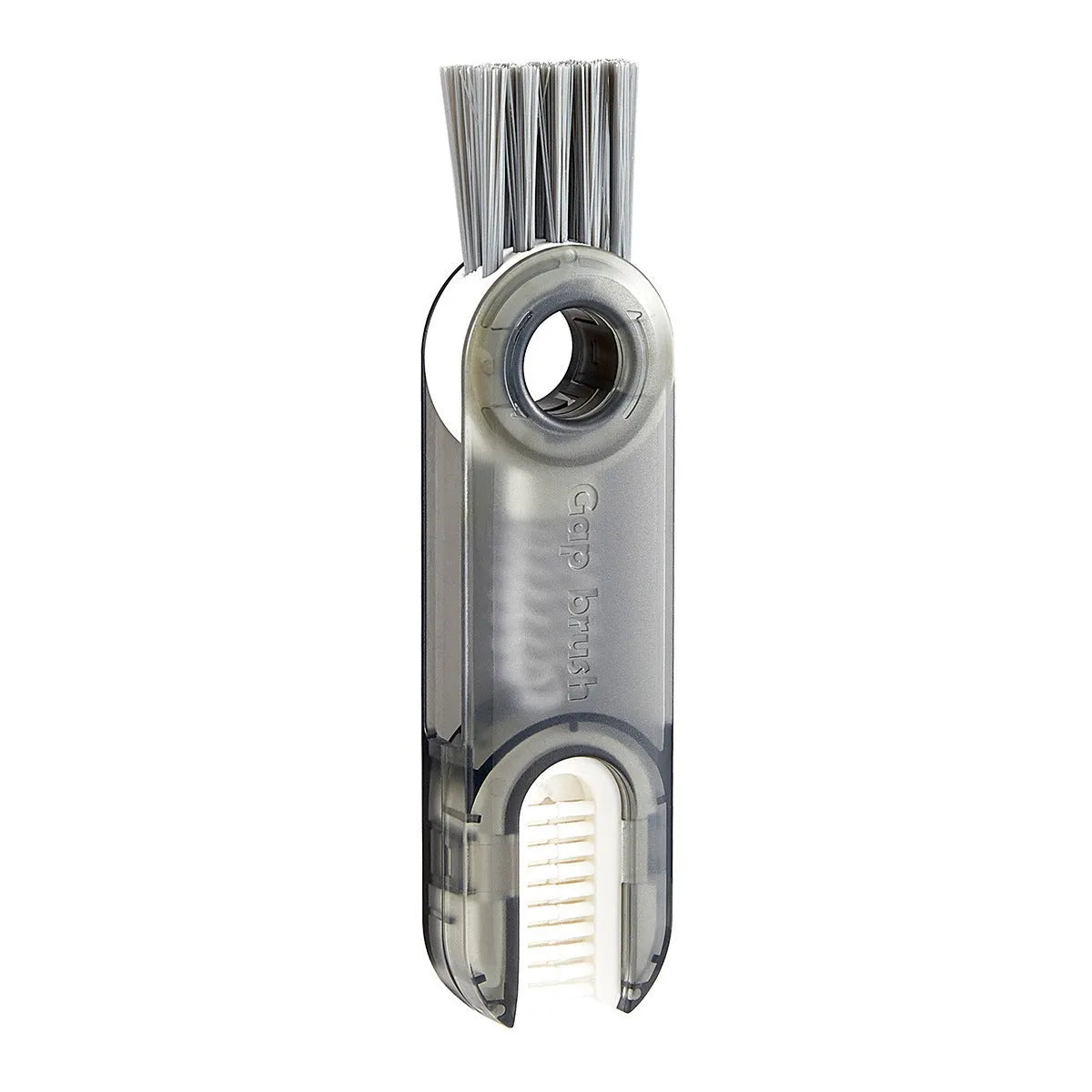 Transparent 3-in-1 multi-functional crevice cleaning brush with spiral head and bevel corner, 11.4 cm long