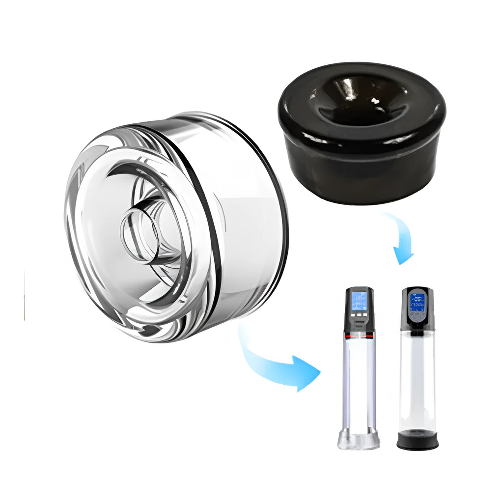 Silicone case for bottle mouth vacuum negative pressure exerciser fitting 6 to 75cm openings in black and transparent colours