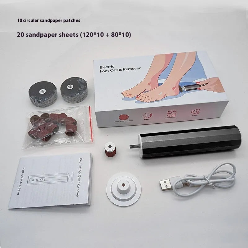 Callus exfoliating manicure equipment kit with grinding wheels in pink, black, or purple colour options
