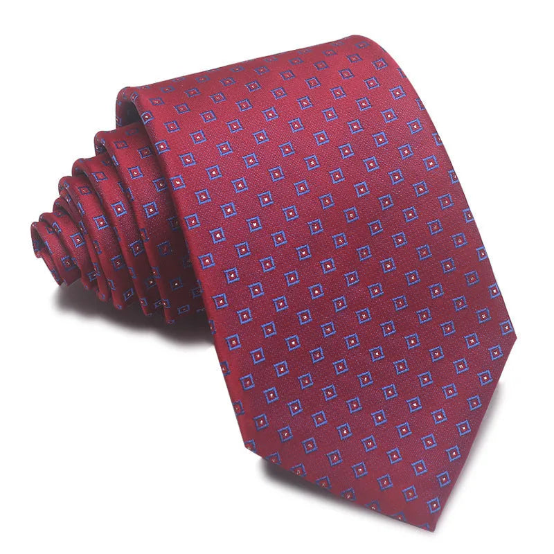 8cm wide polyester jacquard business tie with striped pattern in various colour options