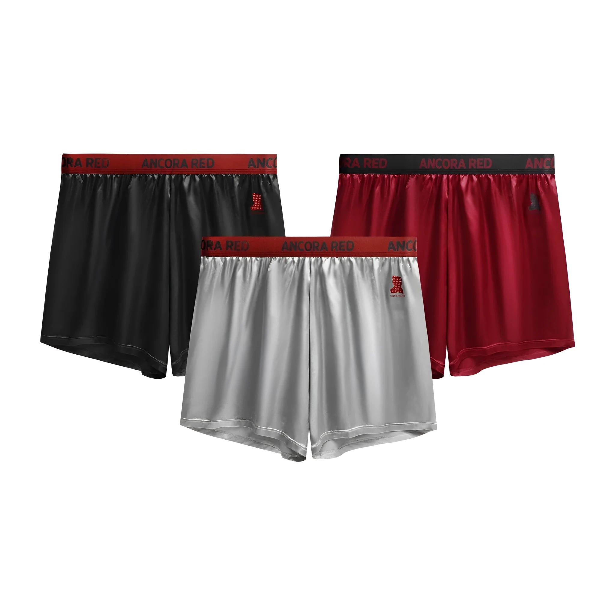 Men's solid colour boxer briefs on a mid waist mannequin showing the polyester knit fabric.