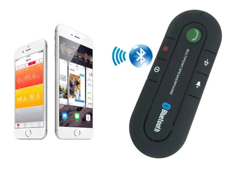 Vehicle-mounted Bluetooth handsfree sun visor music player in ABS plastic, black colour, with clip