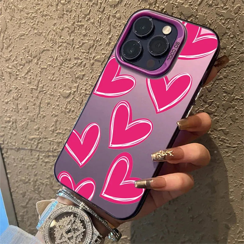 Heart mobile phone shell PC laser anti-wear anti-fall case for Apple iPhone in gray white green purple