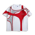 Men's black cotton T-shirt with double-layer stitching on padded shoulder straps, loose fit design