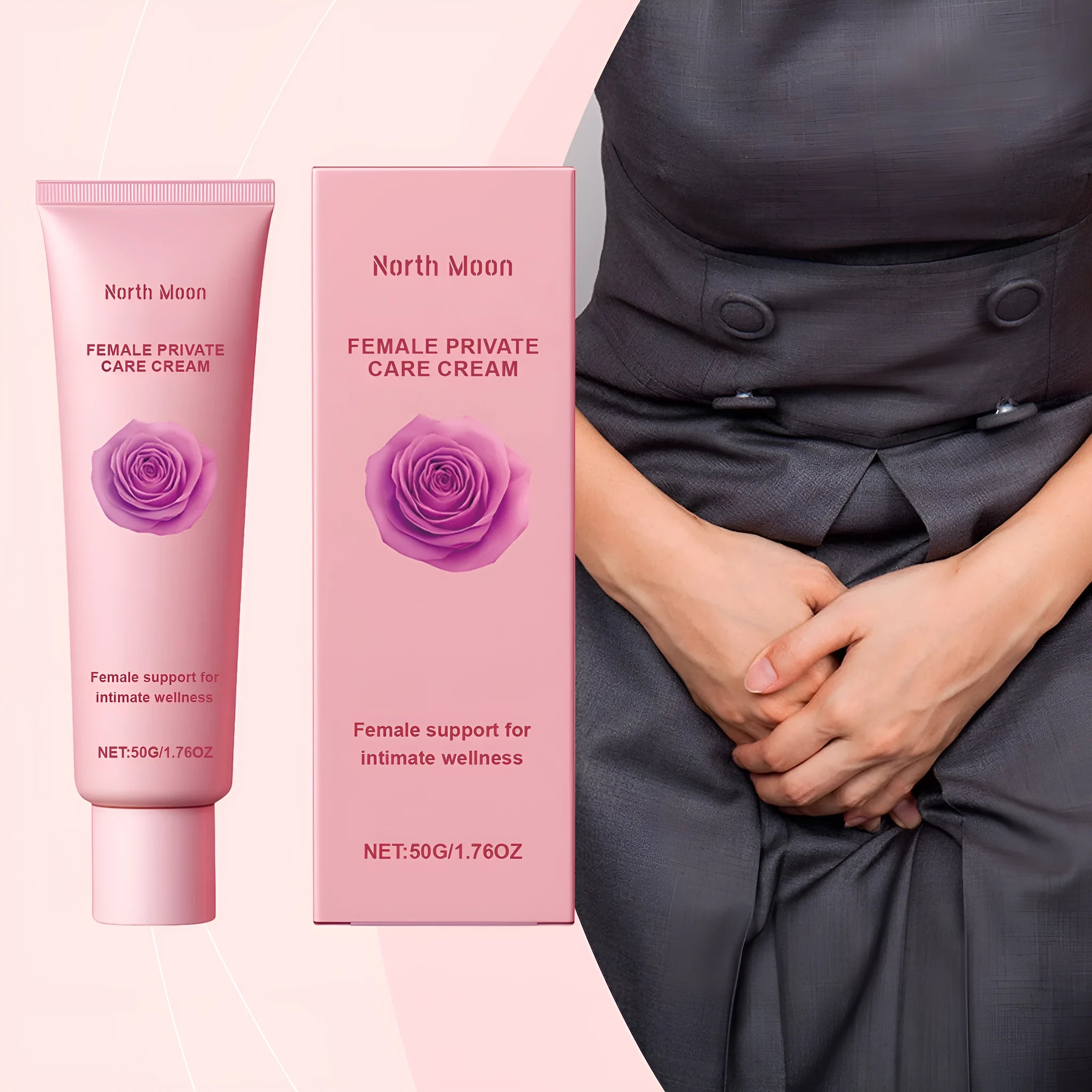 Gentle Care moisturising cream in 50g packaging with rose and peppermint extracts for dry skin