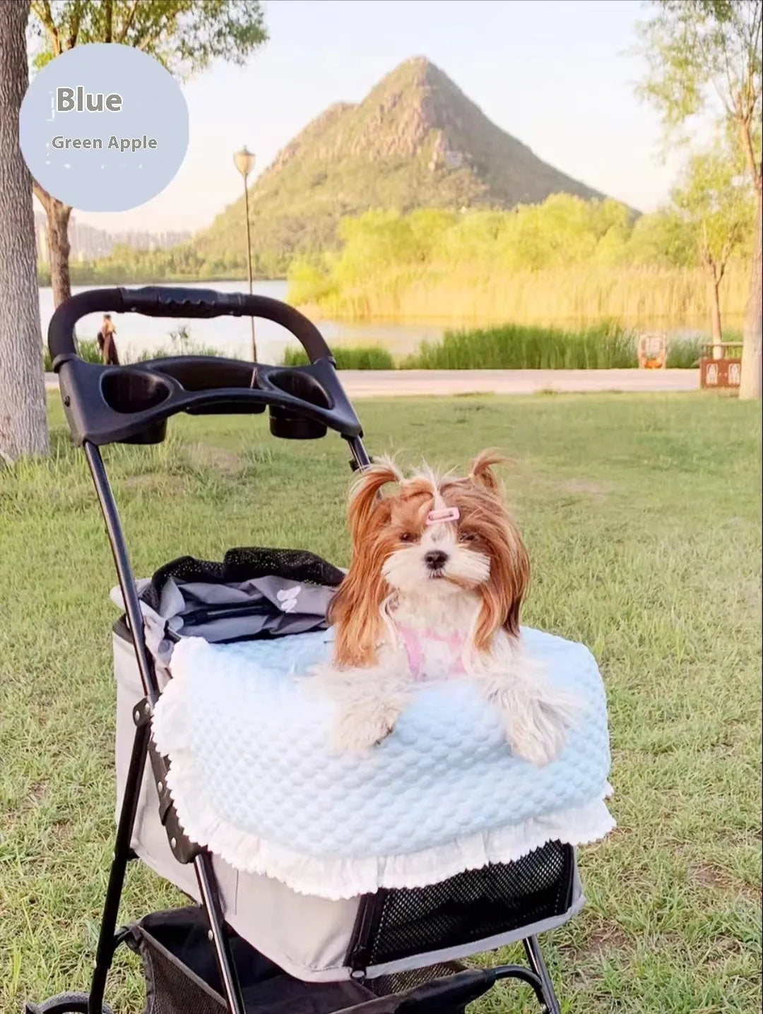 Pet stroller three-piece bedding set with towel, cushion and pillow in cotton cloth