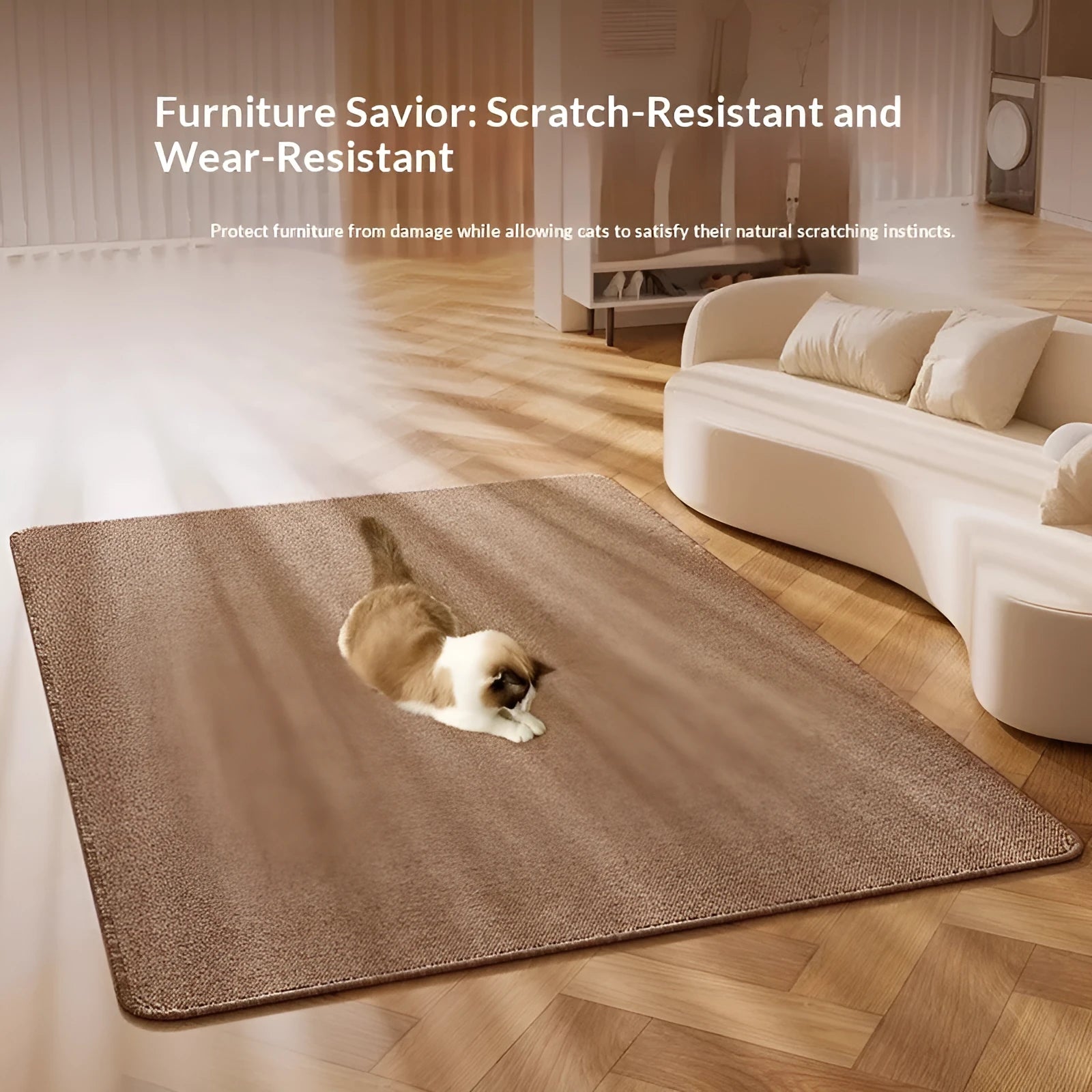 Cloth sisal pet-proof rug in gray for living room, suitable for cats, available in multiple sizes