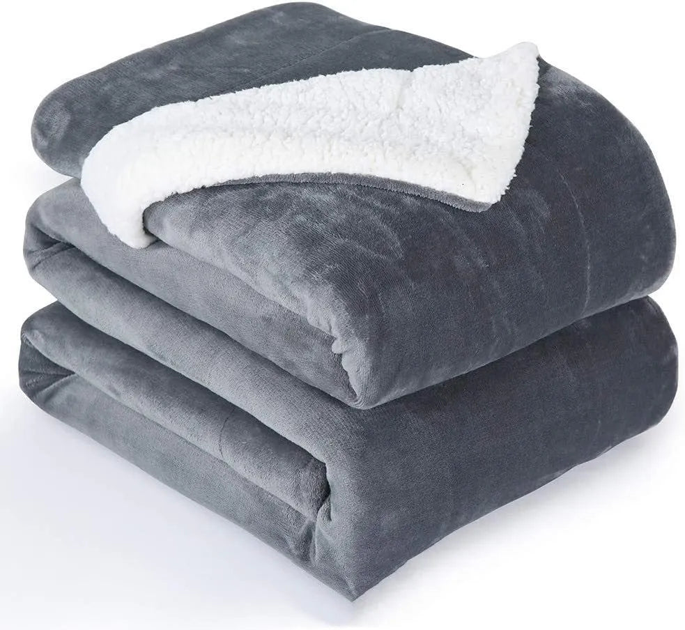 USB electric heating blanket in grey colour with flannel fabric and temperature controls
