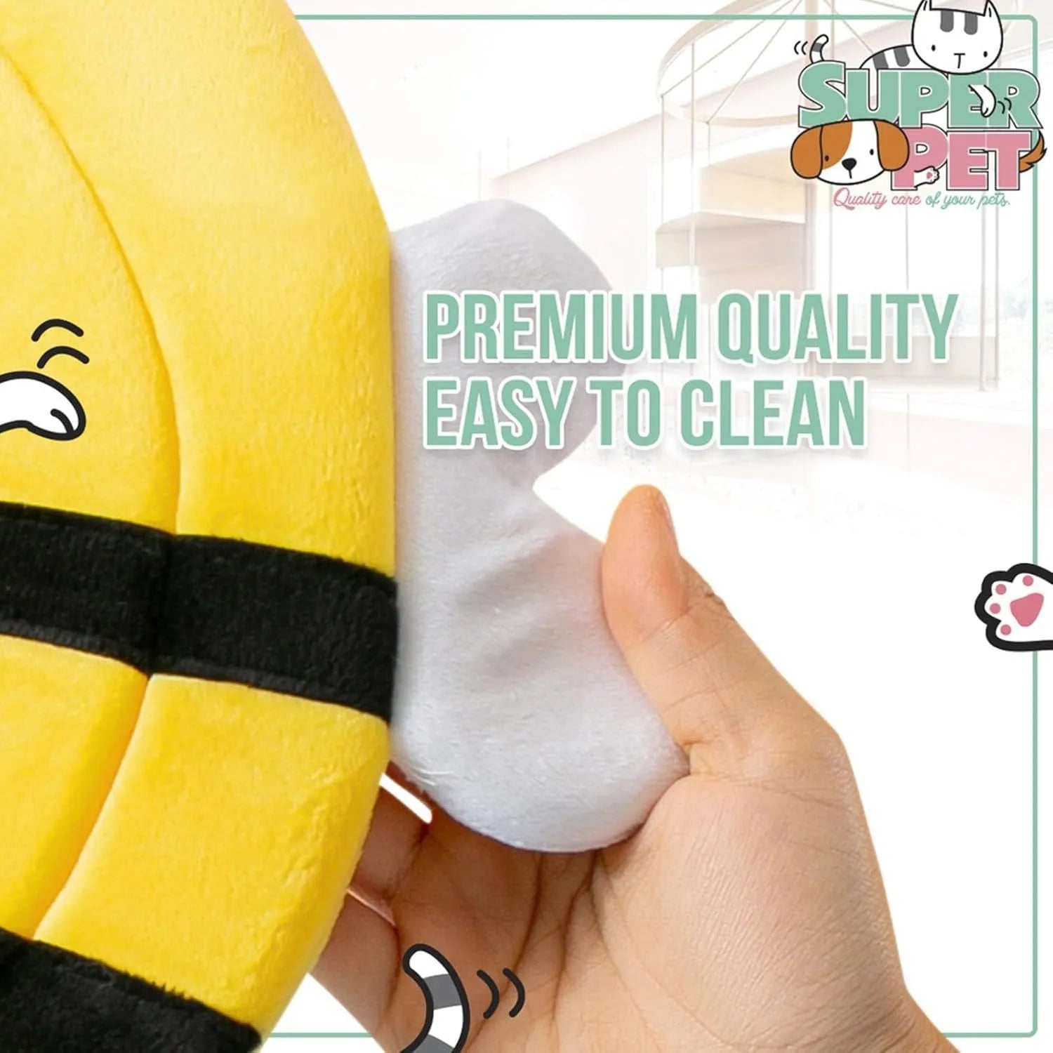 Soft cat cone collar with bee design for post-surgery protection in adjustable sizes