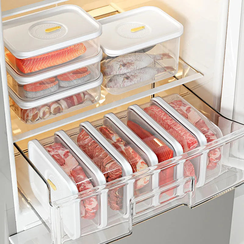 Home Fashion Personality Refrigerator Storage Box in food grade plastic with airtight lid, simple style, available in multiple sizes including 1900ML