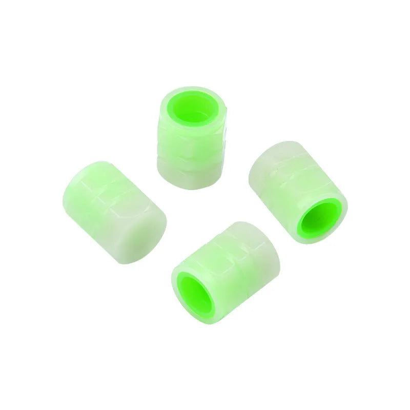Car luminous valve caps with rubber seals measuring 16mm length