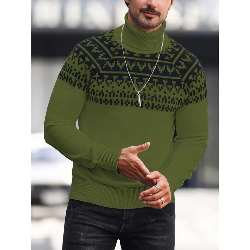Men's loose high collar printed sweater in rabbit fur and modal blend, available in multiple colours including apricot and black