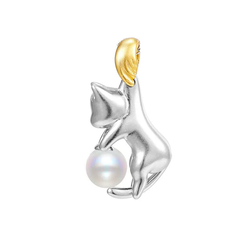 925 sterling silver clavicle chain with cat pendant in D3247 colour options