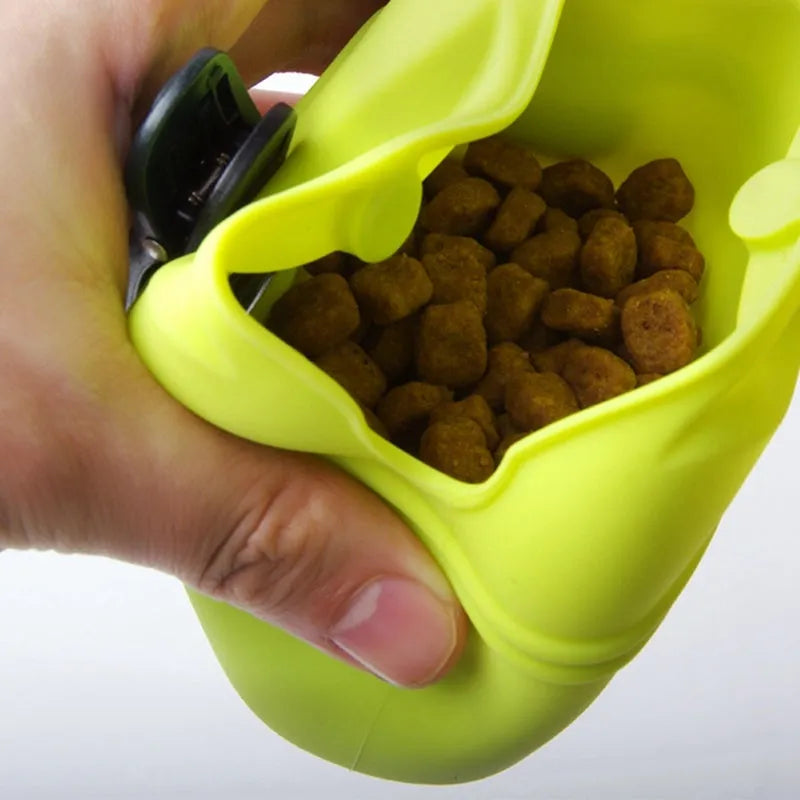 Silicone dog training waist bag with clip and magnet closure in multiple colour options