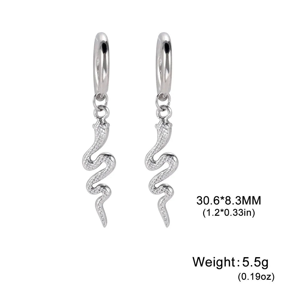 Vintage snake earrings with 18K gold-plated stainless steel and ear clip design