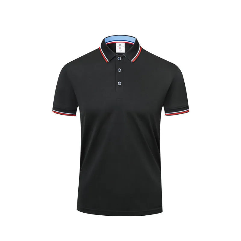 Short sleeve lapel embryo shirt in straight pullover style, polyester cotton blend, navy blue colour