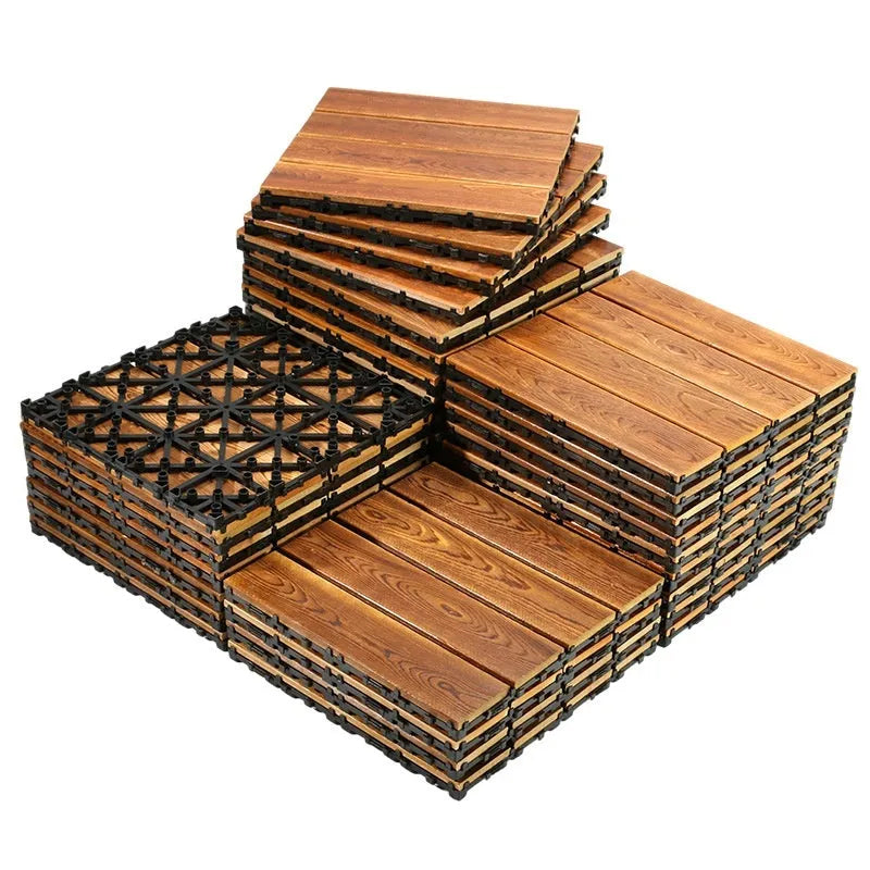 30cm square camphor pine wood flooring tile with brush wax oil or brushed durable finish